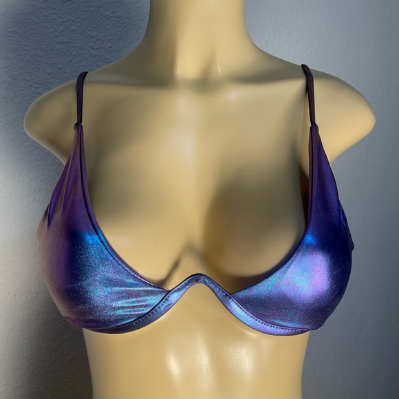 🦋M Blue/Purple Holographic Metallic Bikini Top 🦋 - Picture 9 of 13